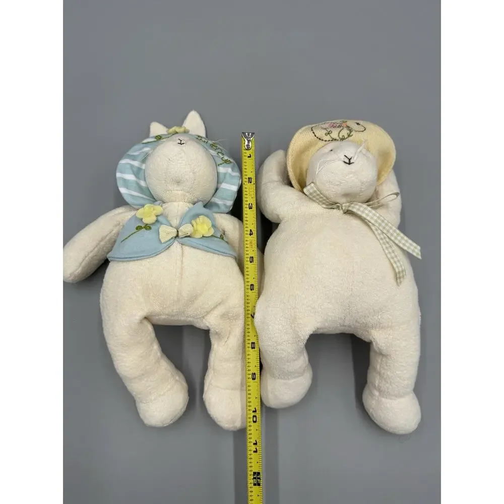 Vintage HALLMARK Bunnies by the Bay Stuffed Rabbits Baylee & Buttercup Set 10”